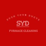 Suck Your Ducts logo red background